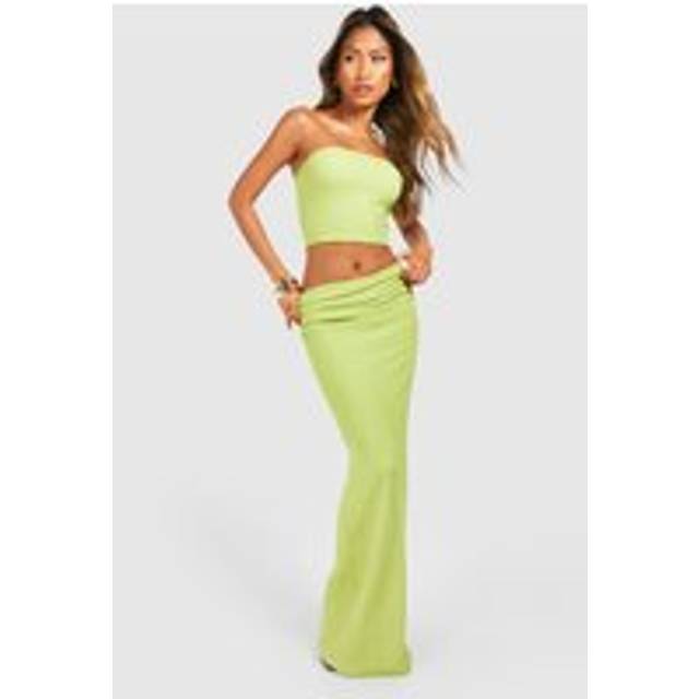Womens Ladder Knit Maxi Skirt - Green - 6, Green