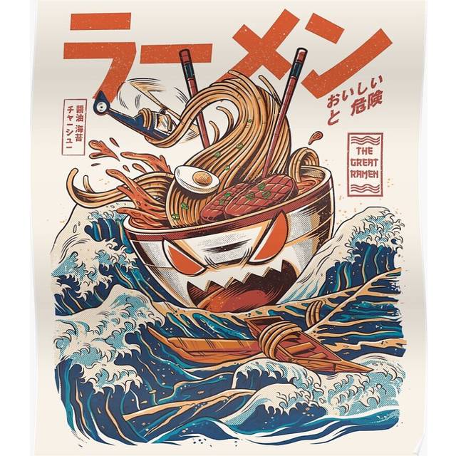Posters The Great Ramen off Kanagawa 16x20 inch or 20x20 inch Wall Art Soccer Print