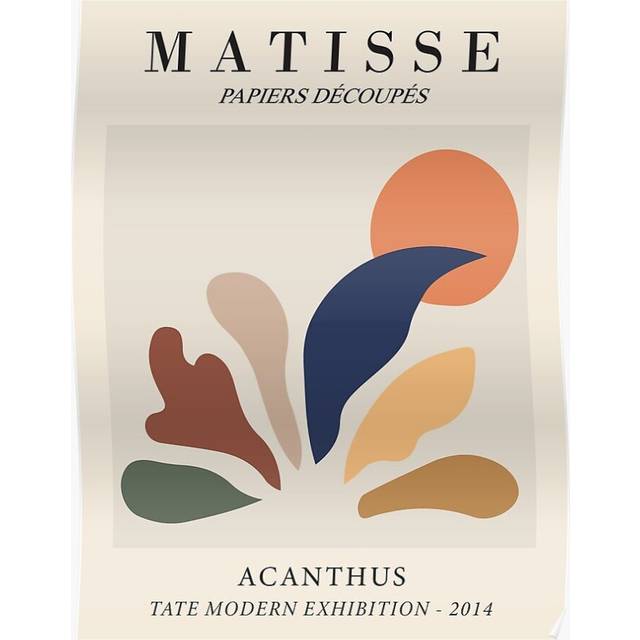 Posters Henri Matisse - Acanthus - Papiers DÃ©coupÃ©s 16x20 inch or 20x20 inch Wall Art Soccer Print