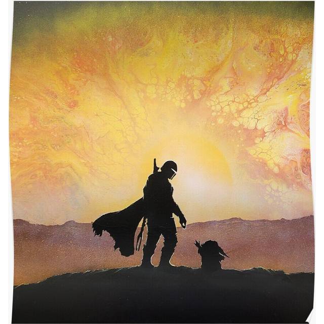 Posters mando hunter and child canvas 16x20 inch or 20x20 inch Wall Art Soccer Print