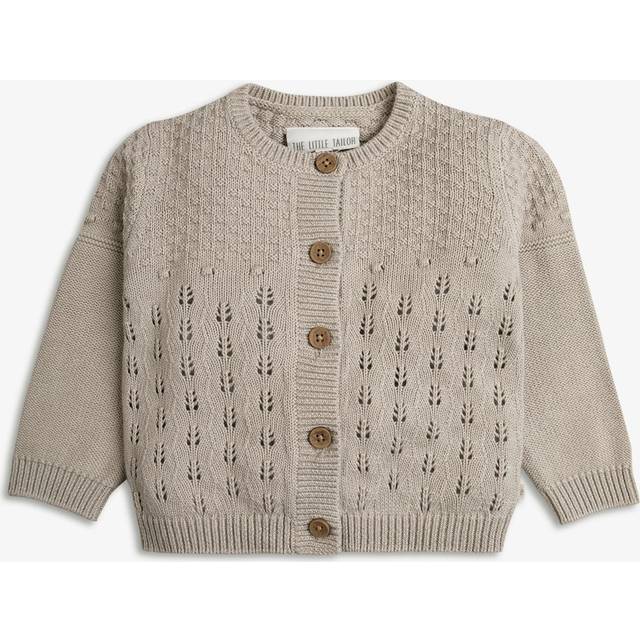 The Little Tailor Baby Cotton Pointelle Knit Cardigan, Fawn