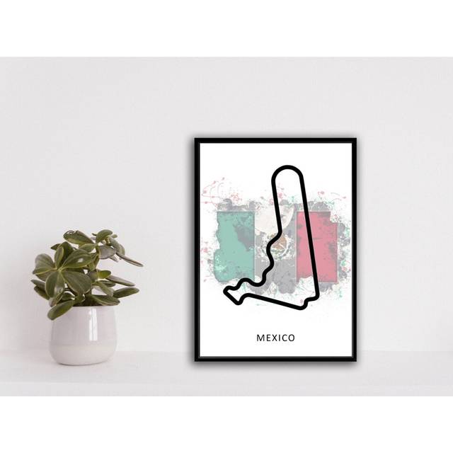 "Poster F1 Grand Prix Track Print - Mexico Wall Art, Racing, Picture, 16x20"" or 20x20 inch"