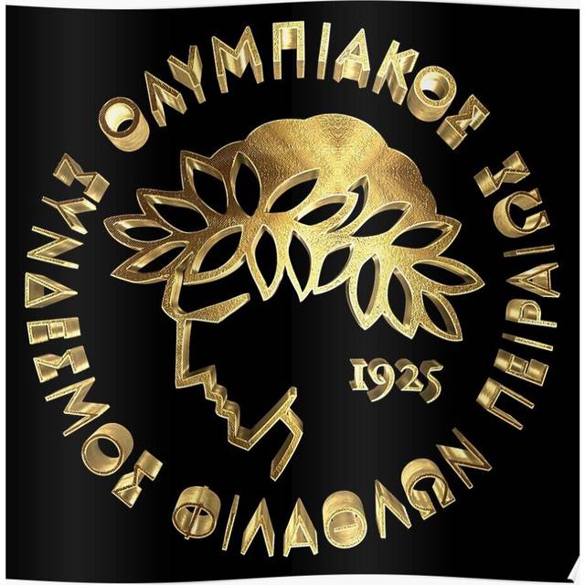 Posters Gold Version of Greek Football Pride Olympiacos Piraeus 16x20 inch or 20x20 inch Wall Art Soccer Print