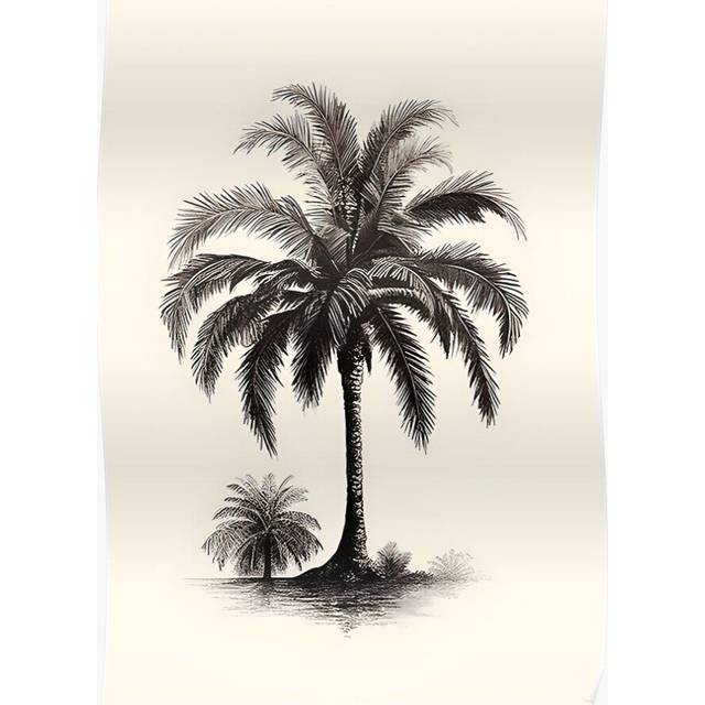 Posters Palm Print: Monochrome Organic Shapes 16x20 inch or 20x20 inch Wall Art Soccer Print