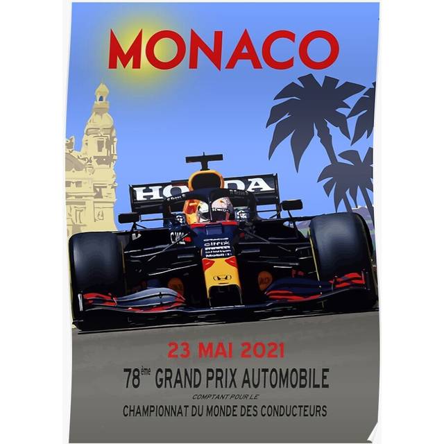Posters Max Verstappen Monaco Grand Prix 2021 16x20 inch or 20x20 inch Wall Art Soccer Print