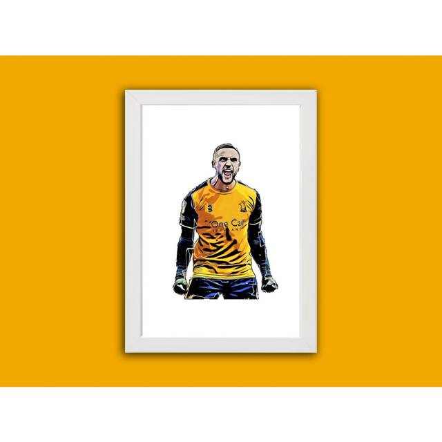 "Poster Mansfield Town FC Print Jordan Bowery Celebrates Wall Art Football Gift 16x20"" or 20x20 inch"