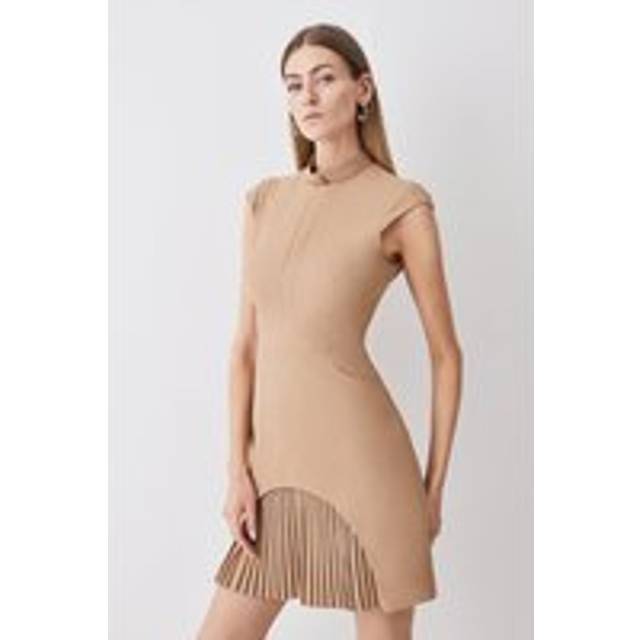 Petite Military Tailored Mini Dress - Camel