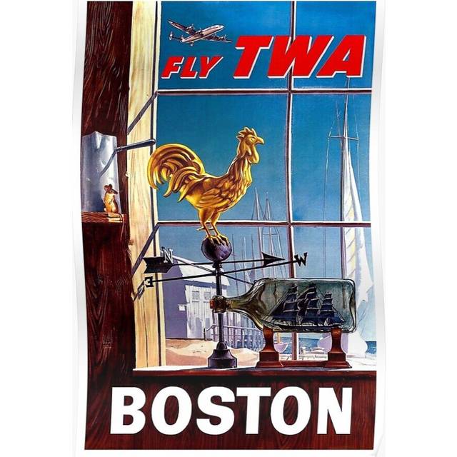 Posters Vintage Boston Travel 16x20 inch or 20x20 inch Wall Art Soccer Print