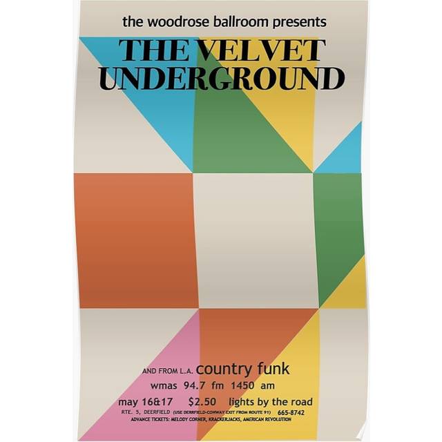 Posters Velvet Underground Vintage 1960s woodrose ballroom Promo 16x20 inch or 20x20 inch Wall Art Soccer Print