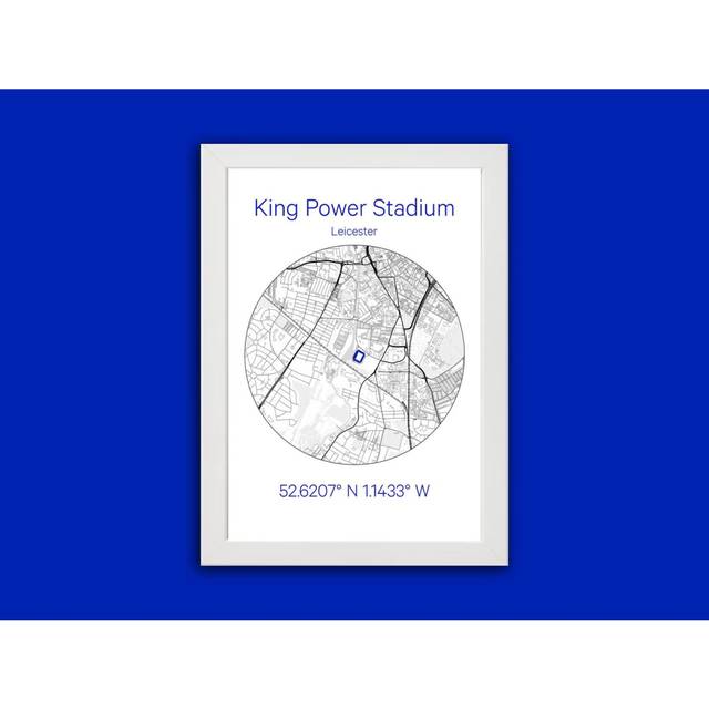 "Poster Leicester City Stadium Map Print Wall Art Football Picture Gift 16x20"" or 20x20 inch"