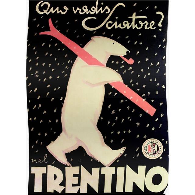 Posters Vintage Ski Italy 16x20 inch or 20x20 inch Wall Art Soccer Print