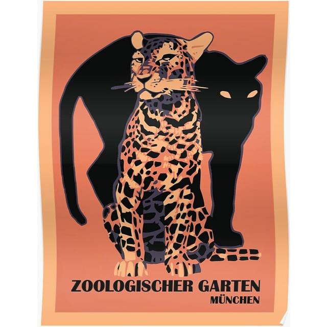 Posters Retro vintage Munich Zoo big cats 16x20 inch or 20x20 inch Wall Art Soccer Print