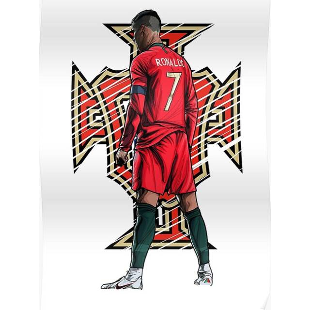 Posters Cristiano Ronaldo Portugal Logo 16x20 inch or 20x20 inch Wall Art Soccer Print