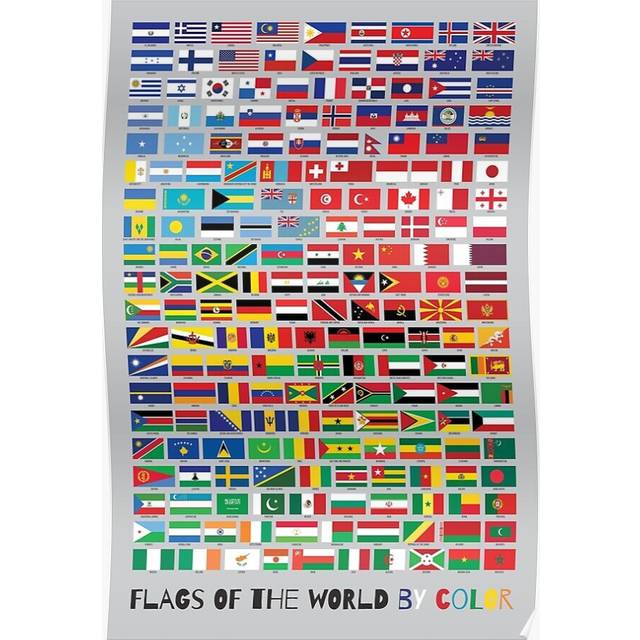 Posters Flags of the World by Color 16x20 inch or 20x20 inch Wall Art Soccer Print