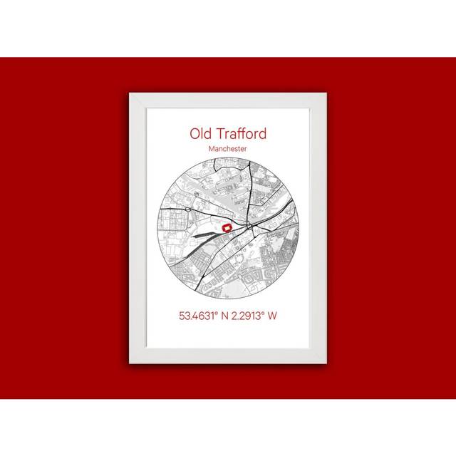 "Poster Manchester United Stadium Map Print Wall Art Football Picture Gift 16x20"" or 20x20 inch"
