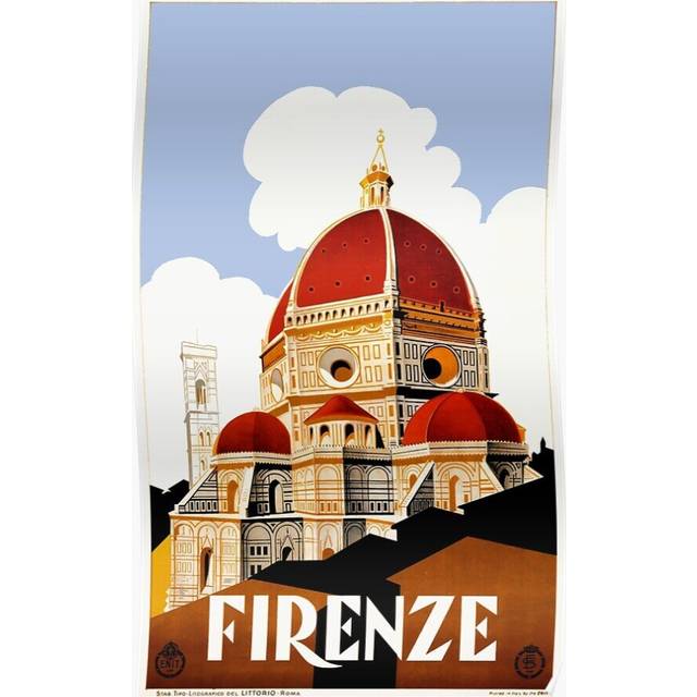 Posters 1930 Florence Italy Travel 16x20 inch or 20x20 inch Wall Art Soccer Print