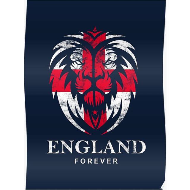 Posters ENGLAND LIONHEAD ST. GEORGE CROSS 16x20 inch or 20x20 inch Wall Art Soccer Print