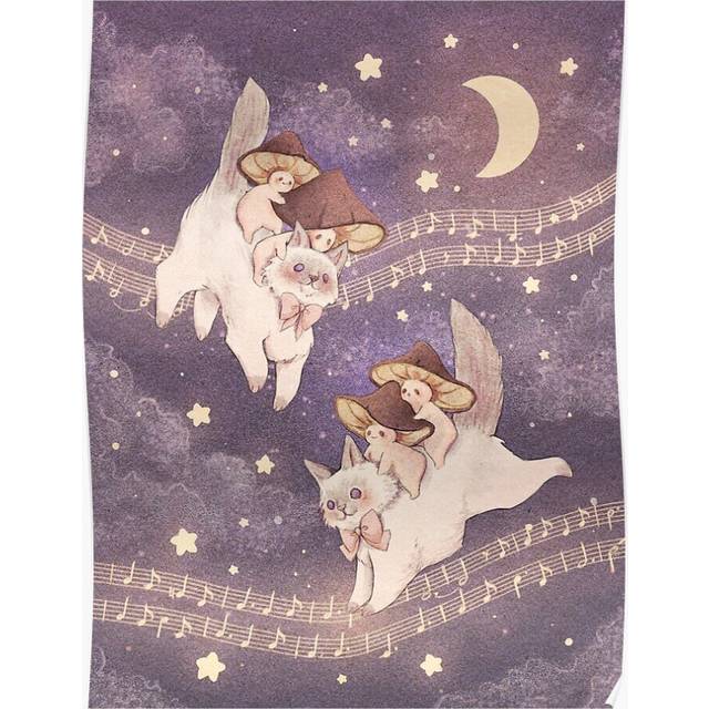 Posters Starlit Cat Adventure - Background 16x20 inch or 20x20 inch Wall Art Soccer Print