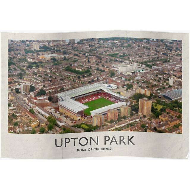 Posters Vintage Football Grounds - Upton Park (West Ham United FC) 16x20 inch or 20x20 inch Wall Art Soccer Print