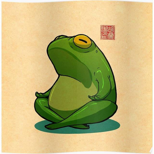 Posters Yoga Frog Cross Legged Pose 16x20 inch or 20x20 inch Wall Art Soccer Print