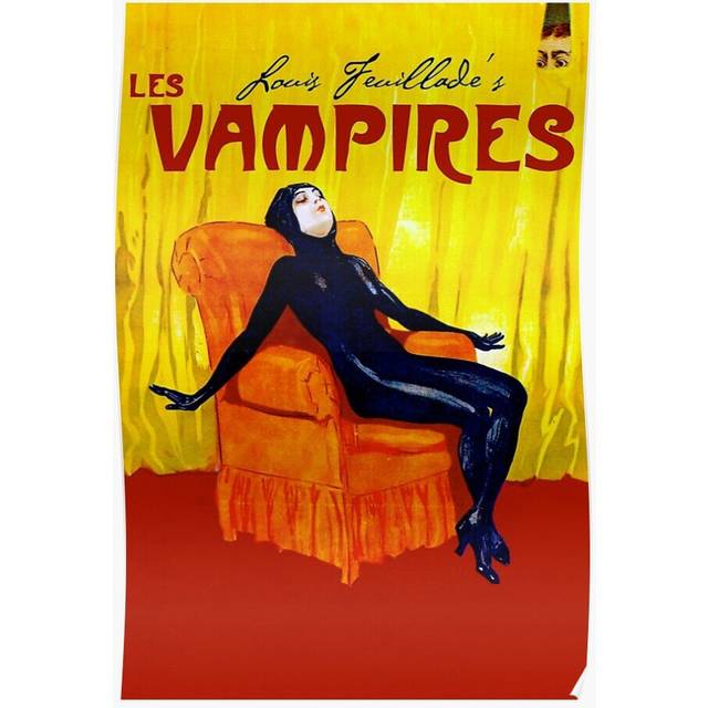 Posters Les Vampires - vintage french horror silent film poster Louis Feuillade 16x20 inch or 20x20 inch Wall Art Soccer Print