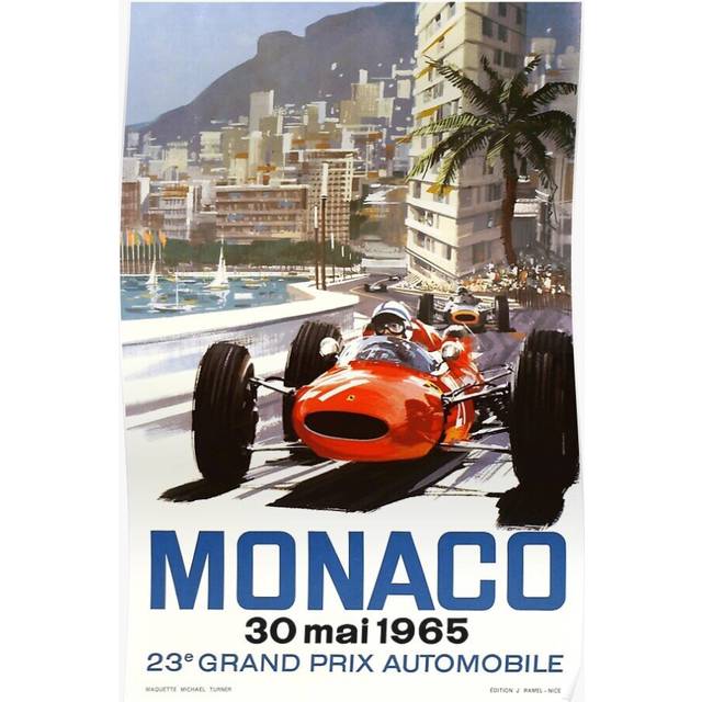 Posters 1965 Monaco Grand Prix Racing 16x20 inch or 20x20 inch Wall Art Soccer Print