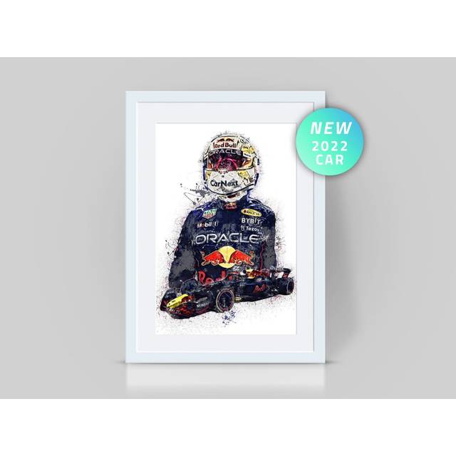 "Poster Max Verstappen 2022 Car & Helmet Print F1 Grand Prix Wall Art Racing Picture 16x20"" or 20x20 inch"