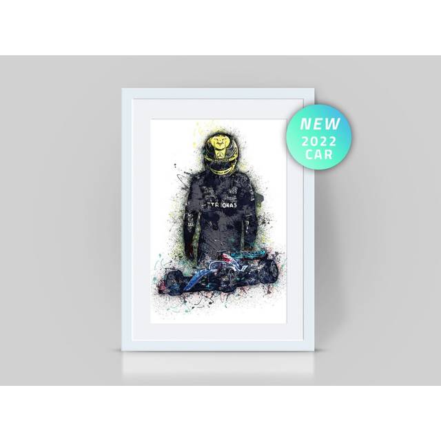 "Poster Lewis Hamilton 2022 Car & Helmet Print F1 Grand Prix Wall Art Racing Mercedes AMG F1 Picture 16x20"" or 20x20 inch"