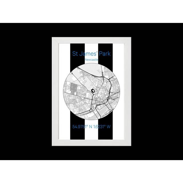 "Poster Newcastle United Stadium Map Print Wall Art Football Picture Gift 16x20"" or 20x20 inch"