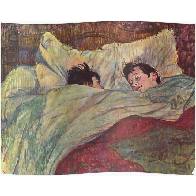 Posters Henri de Toulouse-Lautrec - Le Lit (The Bed) (1892) 16x20 inch or 20x20 inch Wall Art Soccer Print