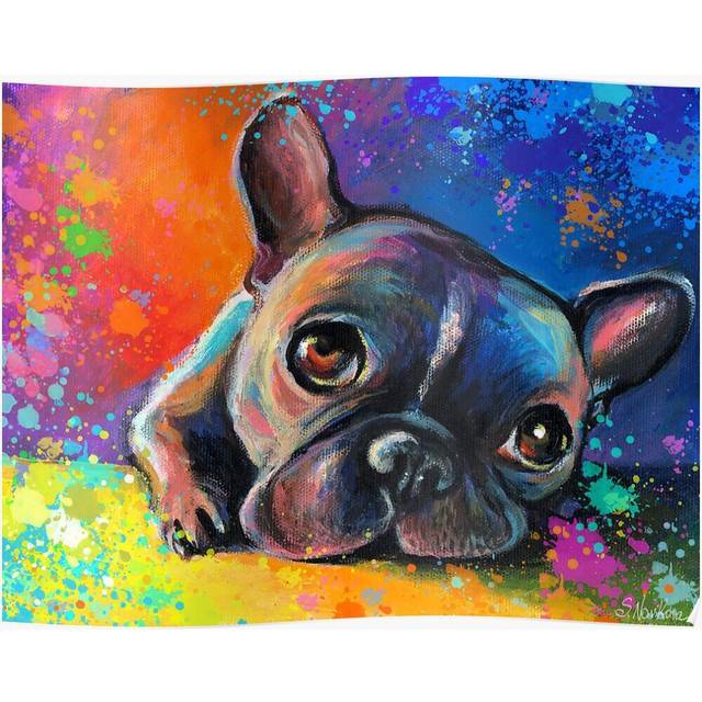 Posters Whimsical French Bulldog painting Svetlana Novikova 16x20 inch or 20x20 inch Wall Art Soccer Print