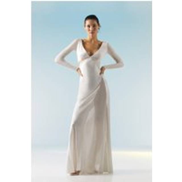 Ooto Sheer Panelled Long Sleeve Woven Maxi Dress - Ivory