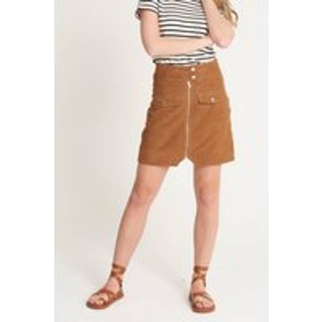 Womens Real Suede Zip Skirt - Brown - 12