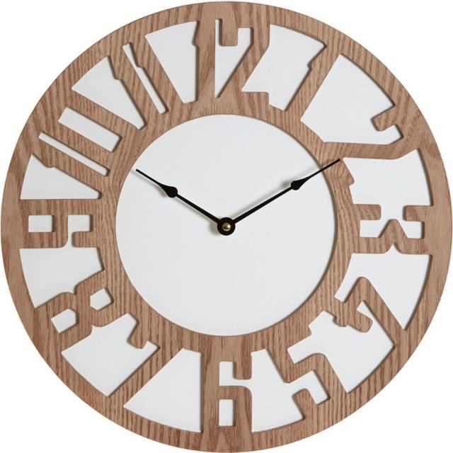 Premier Housewares - Wall Clock Wooden Clocks For Living Room Roman Numbers Kitchen Clocks Wall Contemporary Clocks For Bedrooms 40 x 5 x 40