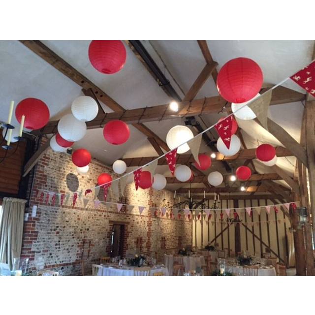 "(Red White, 12( 4X8""+4X10""+4X12"")) Mixed SIZE Round Paper Lantern Wedding Party Decor"