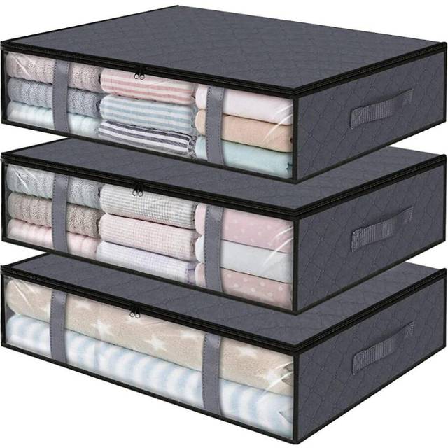 3 Pack Storage Bins Clothes Storage, Foldable Blanket Storage Bags