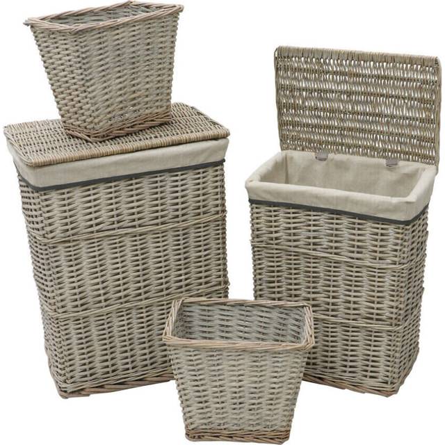 Wicker 4 Piece General Basket Set - Grey
