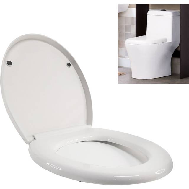 Luxury Toilet Seat with WC O Shape Cover Soft Closed Lid Easy Clean Anti Bacterial, Standard Size O Shape Toilet Seat Lid Durable Loo Seat