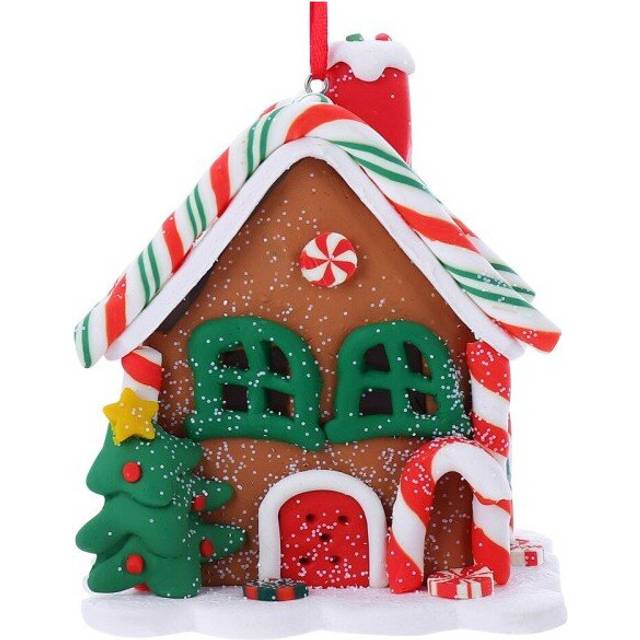 (C) Polymer Clay Christmas House Hanging Pendant Xmas Tree Festival Scene