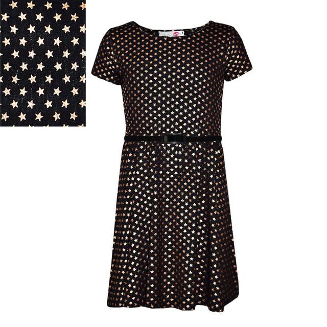 (7-8 Years, Skater Dress) Girls Star Print Midi Dress Skater Dress & Legging