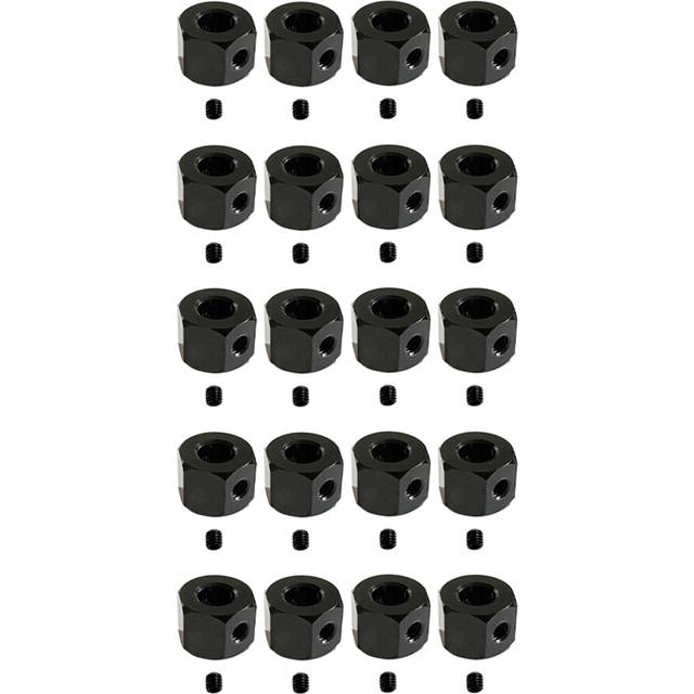20PCS 5mm to 12mm Metal Combiner Wheel Hub Hex Adapter for D12 C14 C24 B14 B16 MN D90 D91 RC Car Upgrade Parts,Black
