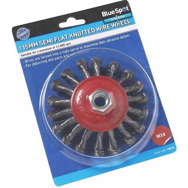 "Bluespot 115mm (4.5"") M14 Semi-flat Twist Knot Wire Wheel Brush -  45 m14 wire wheel 4pc circlip plier set wallet bluespot 19676 inch semi flat"