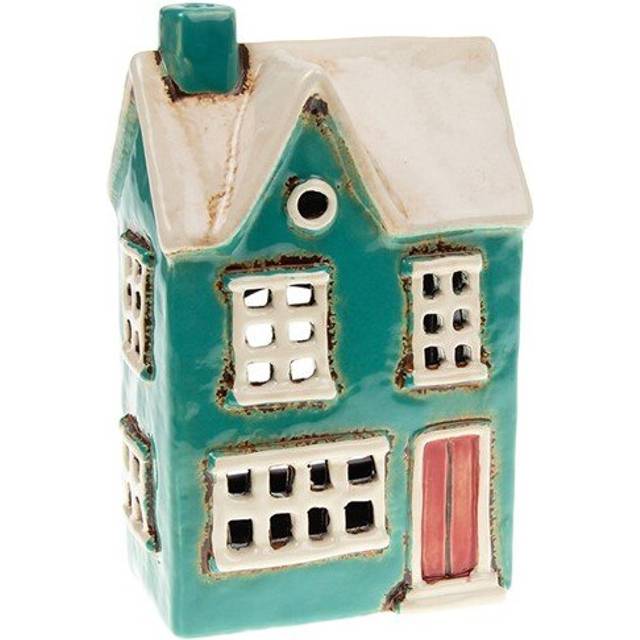 Village Pottery Country House Teal House Candle & Tea Light Holder Gift Idea