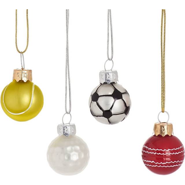 Christmas Tree Decorations Festive Sports Balls Glass Baubles Set Sass & Belle