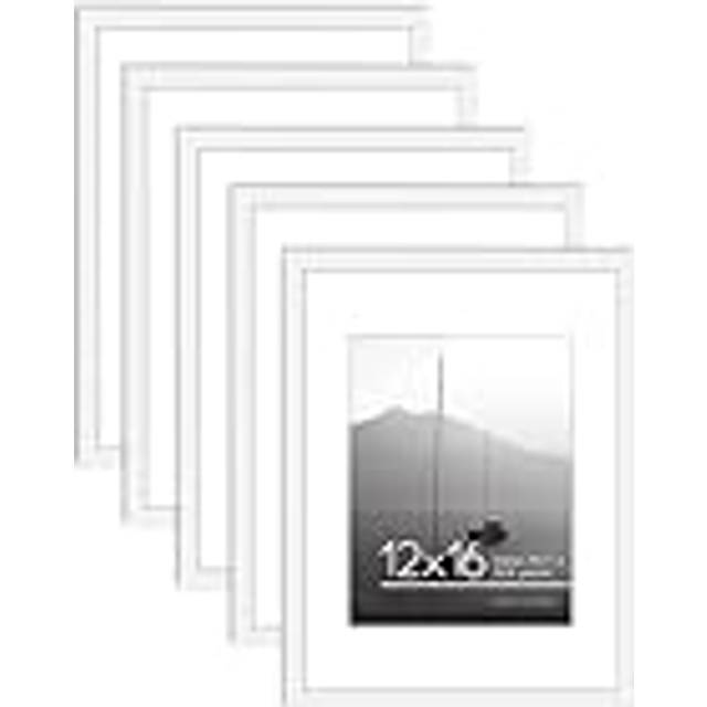 Americanflat 12x16 Picture Frame with Polished Plexiglass - Set of 5 - Use as 8.5x11 Frame with Mat or 12x16 Frame Without Mat - Galleria Collection -