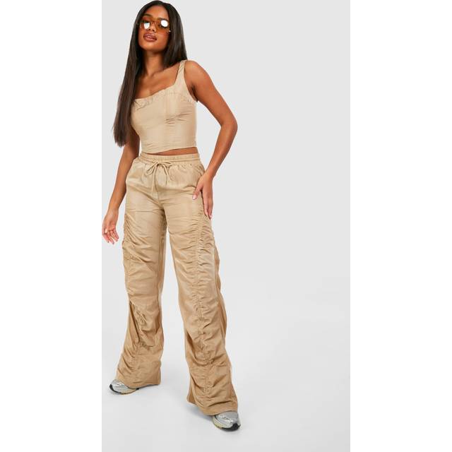 Womens Parachute Ruched Trouser - Beige - 12