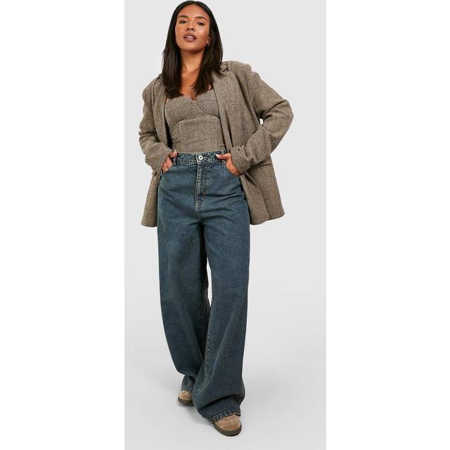 Womens Plus Basics High Waisted Super Wide Leg Jeans - Blue - 22, Blue