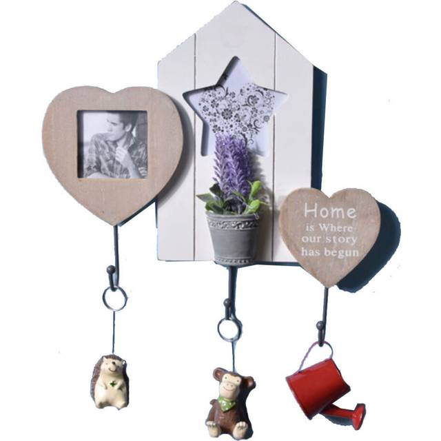 Decorative Timber Photo Frame with Hooks