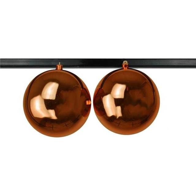 8 in. Shiny Ball Ornament with Wire & UV Coating, Orange - Pack of 2