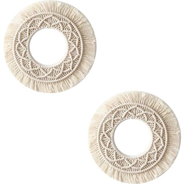 2X Boho Wall Mirror Frame Tapestry Handmade Woven Macrame Backdrop Wall Frame Tapestry for